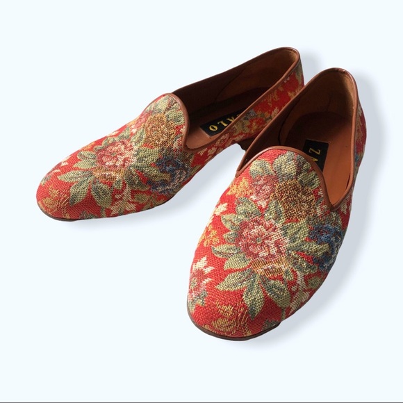 Zalo Shoes Zalo Flora Tapestry Needlepoint Loafers Slip On Shoes 7